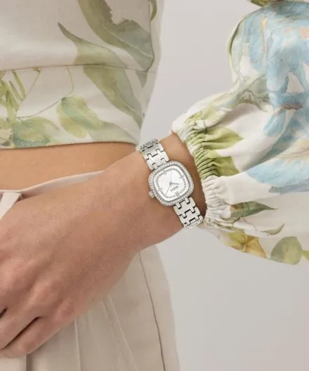 Guess Hazel srebrny zegarek damski na bransolecie kryształki GW1018L1
