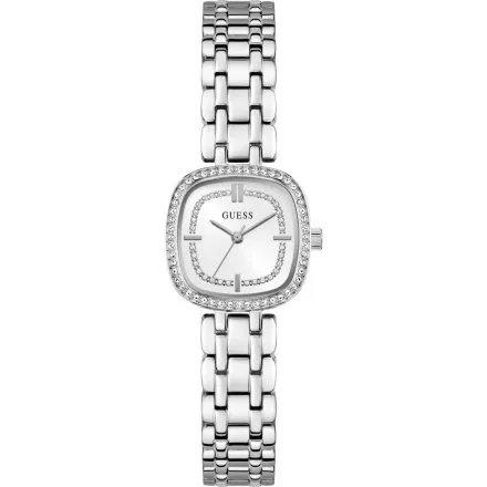 Guess Hazel srebrny zegarek damski na bransolecie kryształki GW1018L1