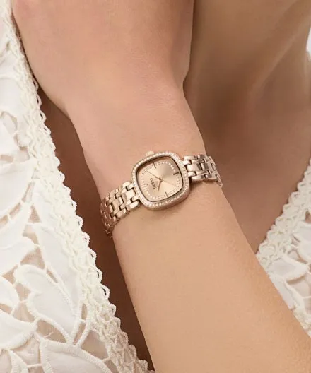 Guess Hazel różowozłoty zegarek damski na bransolecie kryształki GW1018L4