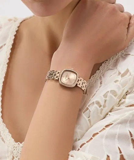Guess Hazel różowozłoty zegarek damski na bransolecie kryształki GW1018L4