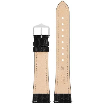 Czarny pasek skórzany 19 mm HIRSCH Aristocrat 03829050-2-19 (L)