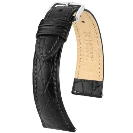 Czarny pasek skórzany 19 mm HIRSCH Aristocrat 03829050-2-19 (L)