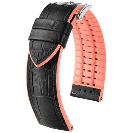 Czarno-różowy pasek skórzany 18 mm HIRSCH Andy 0922328150-2-18 (L)