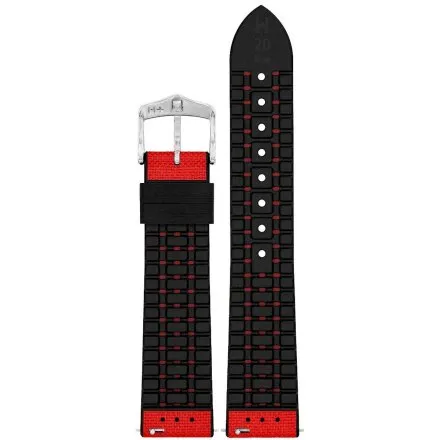 Czerwono-czarny pasek do zegarka 20 mm HIRSCH Arne 0925090020-2-20 (L)