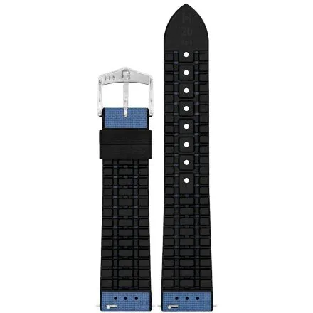 Niebiesko-czarny pasek do zegarka 22 mm HIRSCH Arne 0925090080-2-22 (L)
