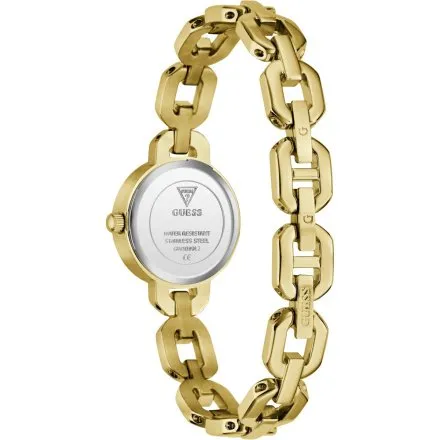 Guess Siren złoty zegarek damski na bransolecie z granatową tarczą GW1019L2