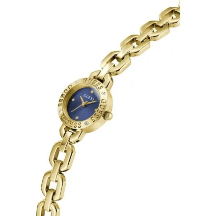 Guess Siren złoty zegarek damski na bransolecie z granatową tarczą GW1019L2