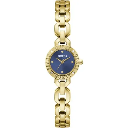 Guess Siren złoty zegarek damski na bransolecie z granatową tarczą GW1019L2
