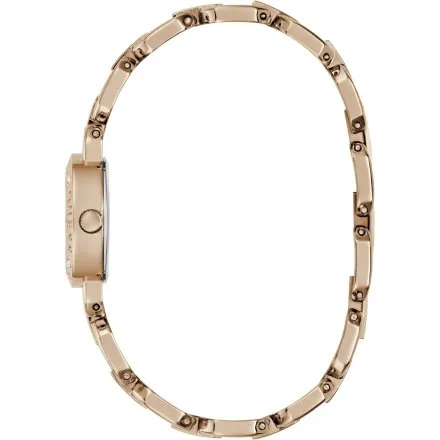 Guess Siren różowozłoty zegarek damski na bransolecie ze srebrną tarczą GW1019L4