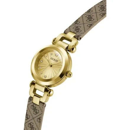 Guess Ginger złoty zegarek damski na pasku z logo GW1021L2