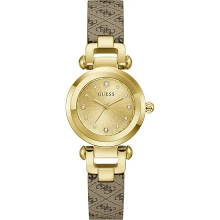 Guess Ginger złoty zegarek damski na pasku z logo GW1021L2