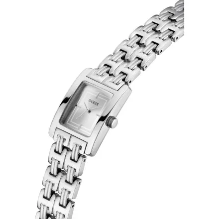 Guess Cove srebrny zegarek damski prostokątny na bransolecie GW1026L1
