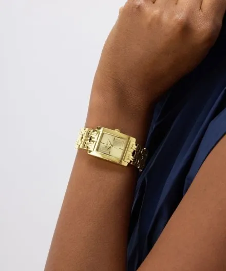 Guess Cove złoty zegarek damski prostokątny na bransolecie GW1026L2