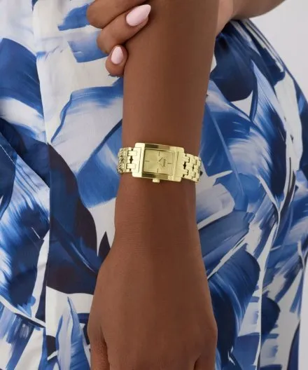 Guess Cove złoty zegarek damski prostokątny na bransolecie GW1026L2