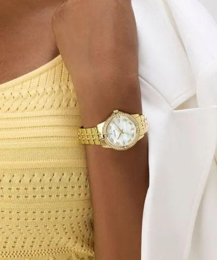 Guess Colette złoty zegarek damski na bransolecie kryształki GW1027L2