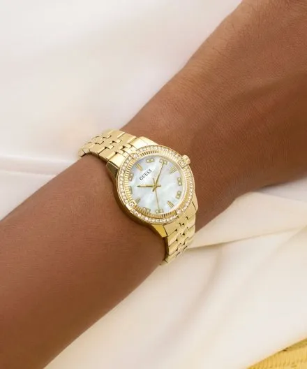 Guess Colette złoty zegarek damski na bransolecie kryształki GW1027L2