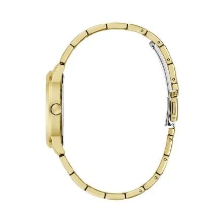 Guess Winni złoty zegarek damski na bransolecie z zieloną tarczą GW1028L2