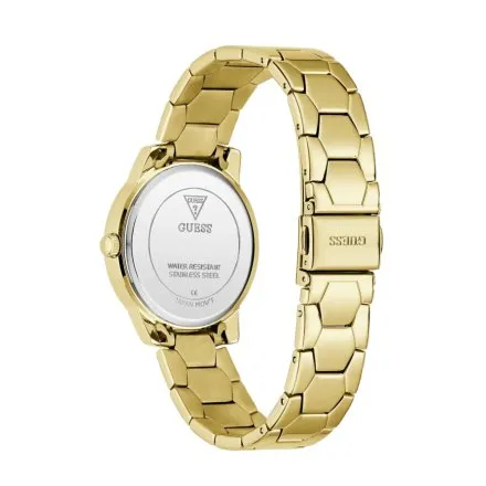 Guess Winni złoty zegarek damski na bransolecie z zieloną tarczą GW1028L2