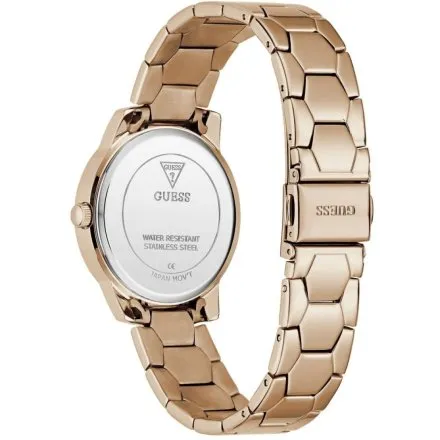 Guess Winni różowozłoty zegarek damski na bransolecie z brązową tarczą GW1028L4