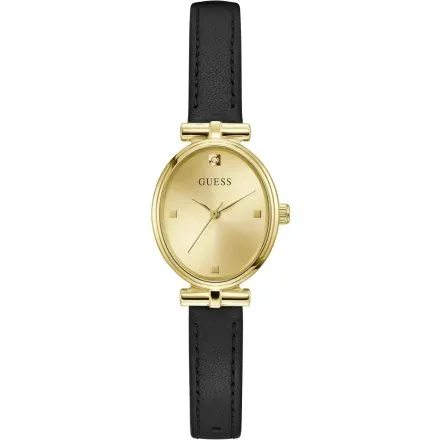 Guess Ruby zegarek damski złoty na czarnym pasku GW1029L2