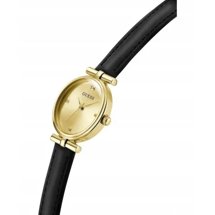 Guess Ruby zegarek damski złoty na czarnym pasku GW1029L2