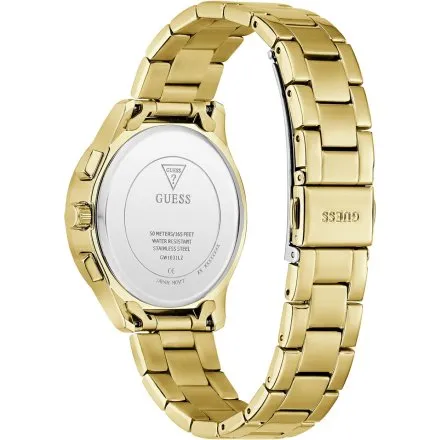 Guess Birdie zegarek damski złoty na bransolecie multidata GW1031L2