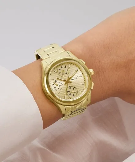 Guess Birdie zegarek damski złoty na bransolecie multidata GW1031L2