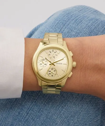 Guess Birdie zegarek damski złoty na bransolecie multidata GW1031L2