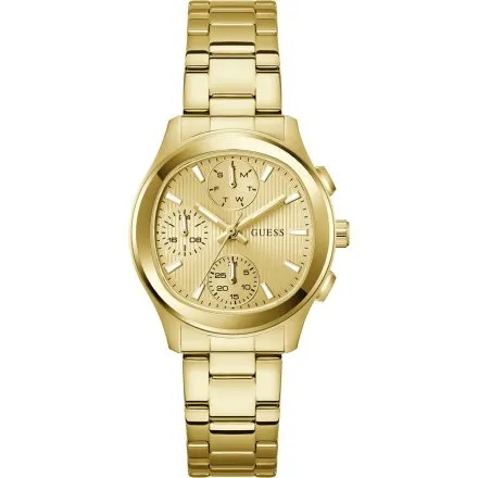 Guess Birdie zegarek damski złoty na bransolecie multidata GW1031L2