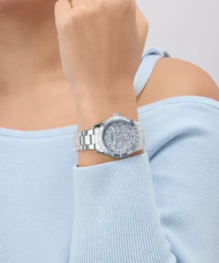 Guess Mariana srebrny zegarek damski z błyszczącą tarczą GW1035L1