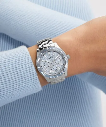 Guess Mariana srebrny zegarek damski z błyszczącą tarczą GW1035L1