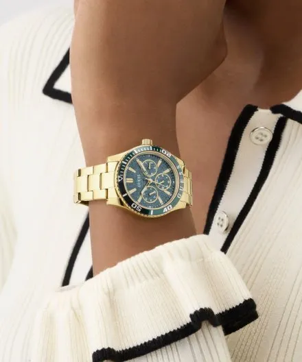 Guess Mariana Zegarek damski złoty z błyszczącą tarczą GW1035L2
