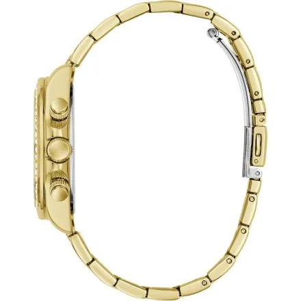 Guess Victoria zegarek damski złoty na bransolecie z kryształkami multidata GW1037L2