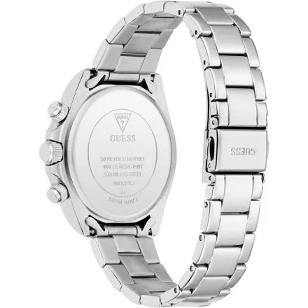 Guess Victoria zegarek damski srebrny na bransolecie z kryształkami multidata GW1037L1