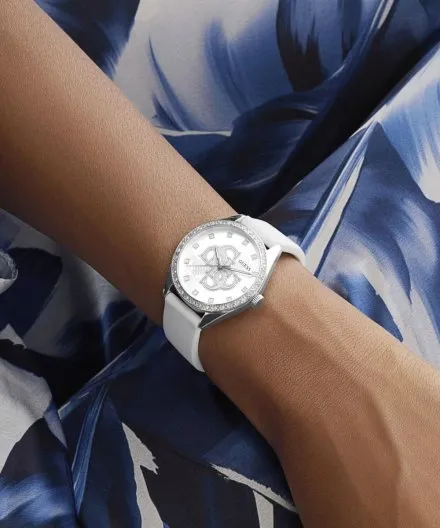 Guess Ava zegarek damski srebrny z błyszczącą tarczą GW1042L1