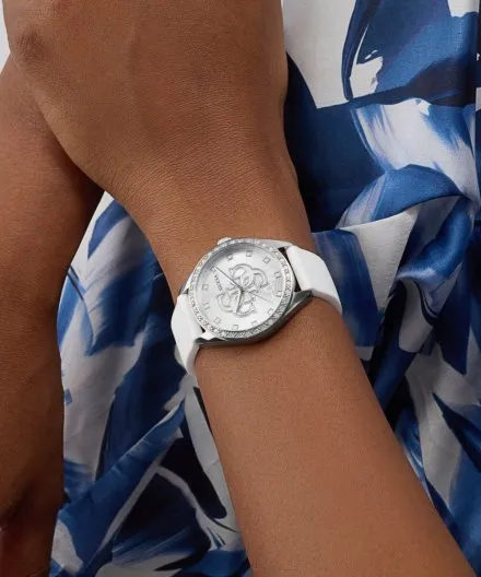Guess Ava zegarek damski srebrny z błyszczącą tarczą GW1042L1