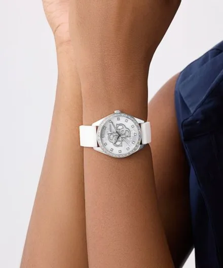Guess Ava zegarek damski srebrny z błyszczącą tarczą GW1042L1