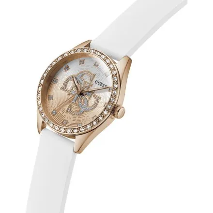Guess Ava zegarek damski różowozłoty z błyszczącą tarczą GW1042L4