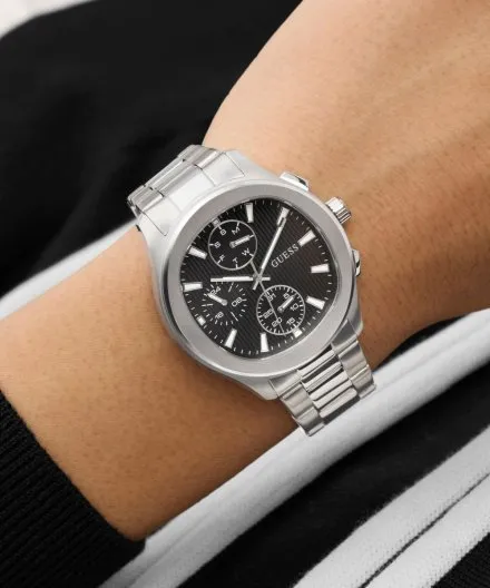 Guess Palmer zegarek męski na bransolecie srebrny multidata GW1048G1