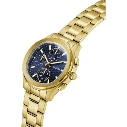 Guess Palmer zegarek męski na bransolecie złoty z granatową tarczą GW1048G2