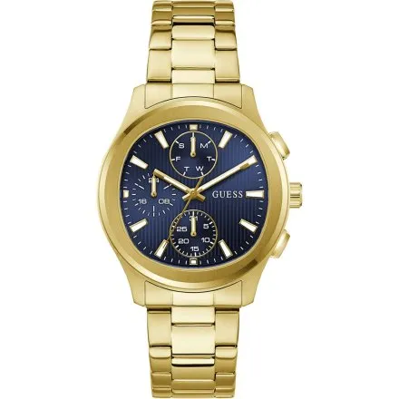 Guess Palmer zegarek męski na bransolecie złoty z granatową tarczą GW1048G2
