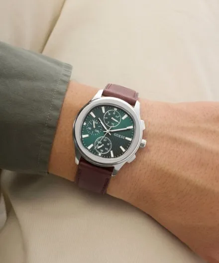 Guess Palmer zegarek męski na pasku zielona tarcza multidata GW1049G1