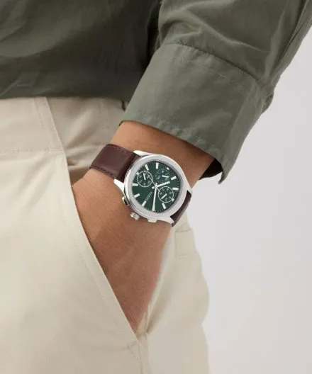 Guess Palmer zegarek męski na pasku zielona tarcza multidata GW1049G1