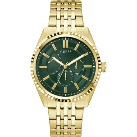Guess Camden zegarek męski na bransolecie złoty z zieloną tarczą GW1051G2