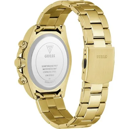 Guess Arthur zegarek męski na bransolecie złoty chronograf GW1058G2
