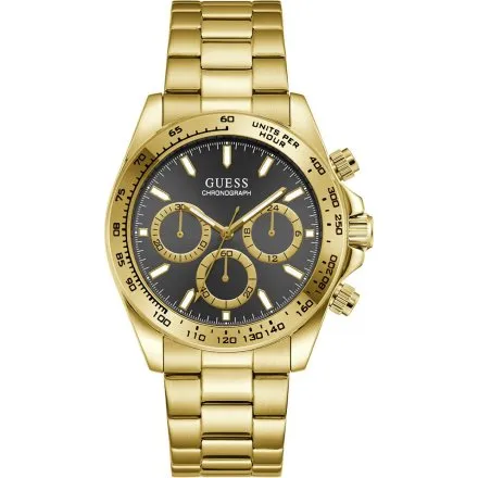 Guess Arthur zegarek męski na bransolecie złoty chronograf GW1058G2