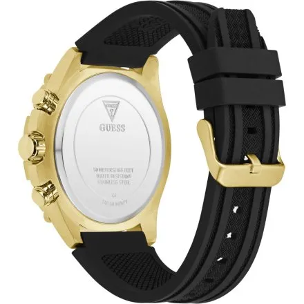 Guess Prospect zegarek męski na pasku czarno-złoty GW1060G2
