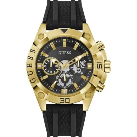 Guess Prospect zegarek męski na pasku czarno-złoty GW1060G2