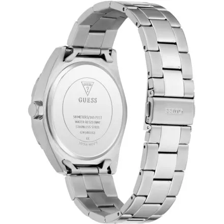 Guess Velocity srebrny zegarek męski zielona tarcza multidata GW1061G1