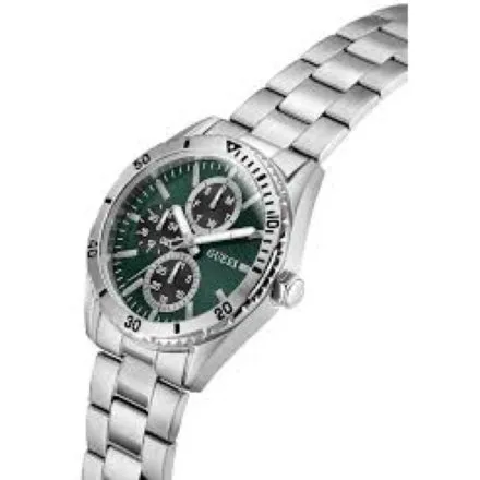 Guess Velocity srebrny zegarek męski zielona tarcza multidata GW1061G1